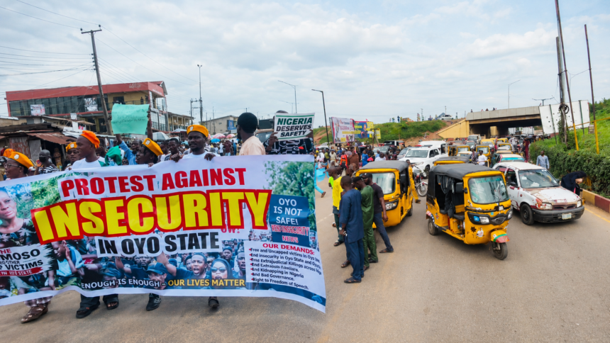 Protesters Block Ibadan Road as 46 Abducted Schoolchildren and Teachers Remain in Captivity 35 Days After Oyo Attack Iwo Road, Ibadan