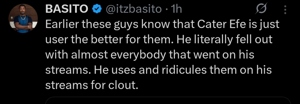 Carter Efe Faces Backlash After Cutting Off Young Duu During Livestream 2 Basito responce on X