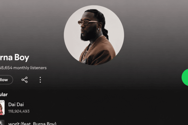 Burna Boy Sets Spotify African Artist Record for Monthly Listeners