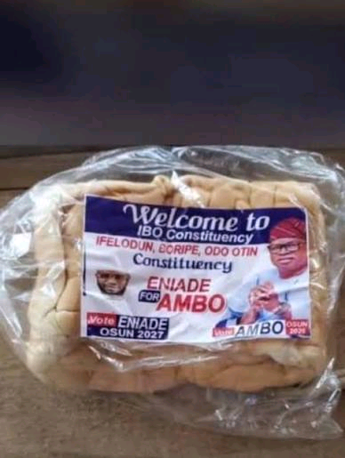 Osun Election: Candidate Photos on Bread Stir Buzz Ahead of August 15 Vote. 2 Campaign bread