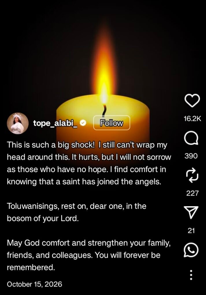Tope Alabi Threatens Legal Action Over Toluwanisings' Death Claims 9 Tope Alabi Threatens Legal Action Over Toluwanisings' Death Claims