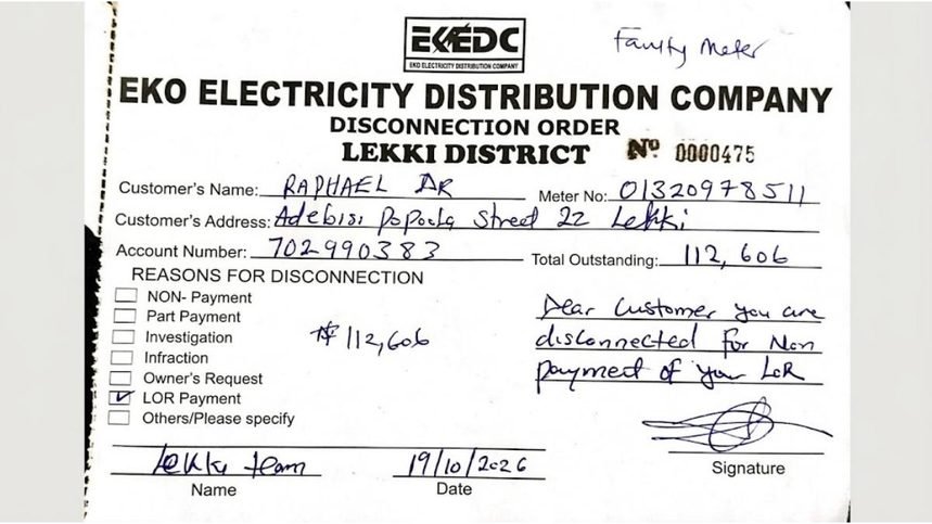 EKEDC Demands ₦112,606 'Loss of Revenue' Bill From Lekki Man... Using Solar Power