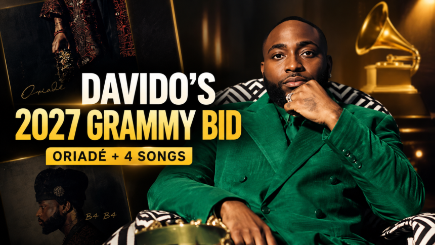 Davido Submits Oriade and 4 Songs for Consideration at 2027 Grammys
