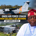 Ondo Air Force Crash: Tinubu Declares Three-Day Mourning as NAF Names 25