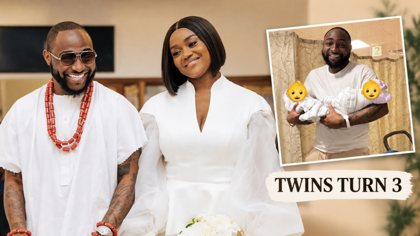 Davido Celebrates Twins’ 3rd Birthday, Praises Chioma