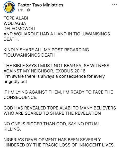 Tope Alabi Threatens Legal Action Over Toluwanisings' Death Claims 4 Tope Alabi Threatens Legal Action Over Toluwanisings' Death Claims